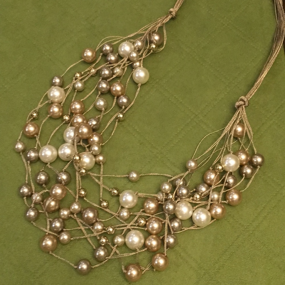 NWT Unique Statement Necklace with Faux Pearls